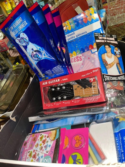 Box of New Party Supplies and Gift Items