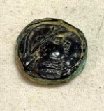 Greek Style Glass Pendant Wrapped w/ Bronze Strip