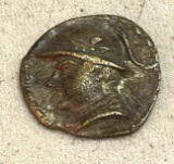 Greek or Roman Bronze Round w/ Man in Hat