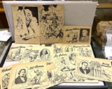 14 Famous American Cut Outs from 1950's News Paper, Lincoln, Edison, Rob E Lee, Lew Gehrig etc