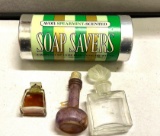 3 Vintage Perfume Bottles and Avon Spearmint Soap Rings