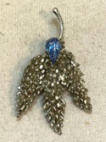 Vintage Blue Rhinestone Gold color Brooch