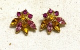 Vintage Clip on Beautiful Rhinestone Earrings