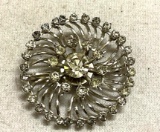 White Rhinestone Circle Brooch