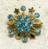 Blue Rhinestone Brooch