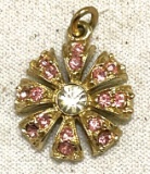 Pink and white Rhinestone Flower Pendant