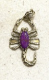 Sterling Silver Scorpion Pendant Marked 925