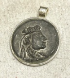 Roman Style Silverized Pendant w/ Portrait