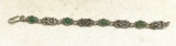Very Nice- Sterling Silver Bracelet w/ Jade Gemstones