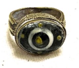 Phoenician Glass Stone Ring Set in Gold Gilt- Dates Between 500 BC- 500 AD size 9
