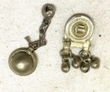 Post Medieval Pendants after 1500 AD to 1700 AD one w/ a Bell. the other has 4 Bells