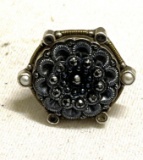 Sterling Silver ring w/ Hematite Gemstones set in Flower Design size 7.5