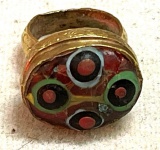 Phoenician Ring Glass Stone Set in Gold Gilt Size 7
