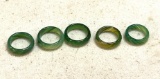 5 Jade Rings Apple Green size 7.5, 4.5, 7.5, 7, 6.5