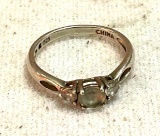 Sterling Silver Ring W/ Peridot and Cz's size 8