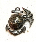 WWI Marine Hat Emblem Sterling Silver Marked