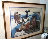 Life of the Eskimo by Huong-Lithograph Double Signed-Dated 1981-Beautifully Detailed Native Alaskan