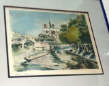 Framed Notre Dame Water Color Picture 16