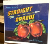 Straight Arrow Apple Box Label Yakima Washington Vintage 1950's