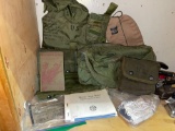 Lot of Military Collectibles- Eye Patches, Canteen, Pouches, gun Cleaning items and more