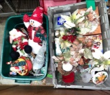 2 Bins of Christmas Deco- Snowmen, Tree, Santa etc