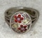 Sterling Silver Ring with Garnets and Peridot Gemstones
