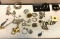 Lot of Vintage 1950-60 Jewelry Earrings, Pins, Pendants, Silver Napkin Ring, Silver Earring Singles