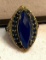 Turkish Cocktail Ring Real Sapphires and white Topaz set in Bronze and Sterling silver size 8