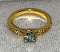 1.68ct Round Brilliant Cut Set in gold wash Sterling Silver ring Size 7.5 Color Green