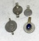 4 Islamic Pendants- one with blue stone-all Near Eastern Ottoman empire style
