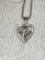 Fine Silver Heart Pendant with sterling chain- Center stone cz
