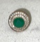 Turkish Cocktail Ring white Topaz and Genuine emerald set in sterling and Bronze size 7.5
