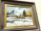 Vintage Oil Painting of Mountain and Cabin- Signed 24