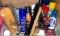 Bin full of Shoe shine/ Cleaners, shoe Laces, Brushes etc