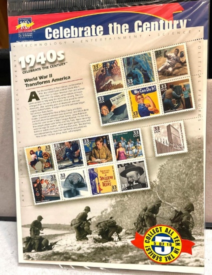 Mint US Stamp Commerating the 1940's WWII Transforms America- Full Sheet