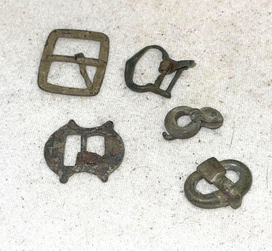 5 Different Types Bronze Buckles Viking - Rare