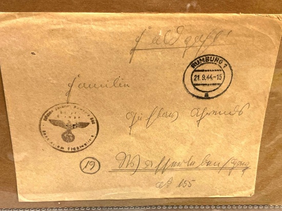 Remarkable Envelope Dated 1944 From Nazi Soldier to His Folks Back Home SuperB Condition- Scarce