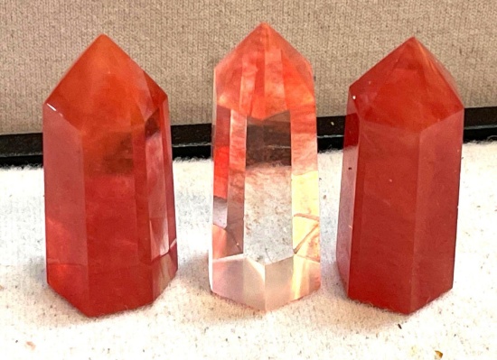 3 Pink Synthetic Dyed Obelisk Tower points