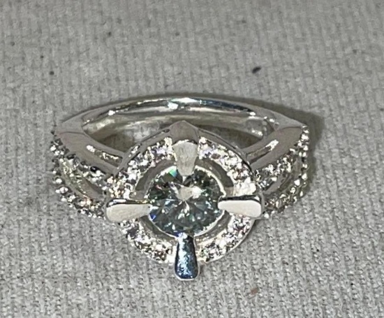 Diamond Dealer Closes Shop Wholesales Inventory 3.38ct Round brilliant cut sterling silver ring