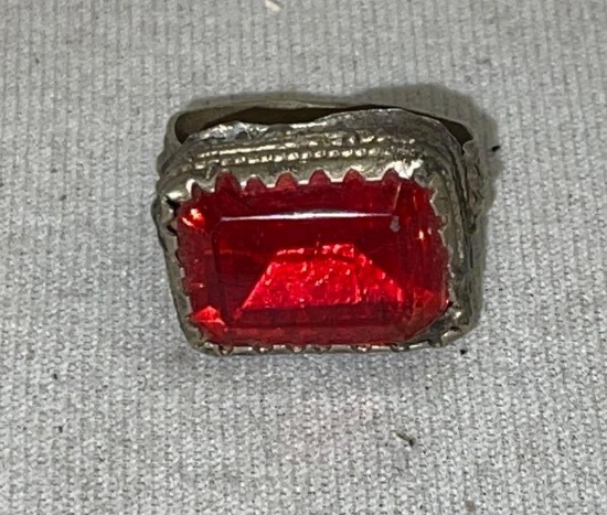 Ottoman Empire Ring with Redstone c:1850-75 size 6.5