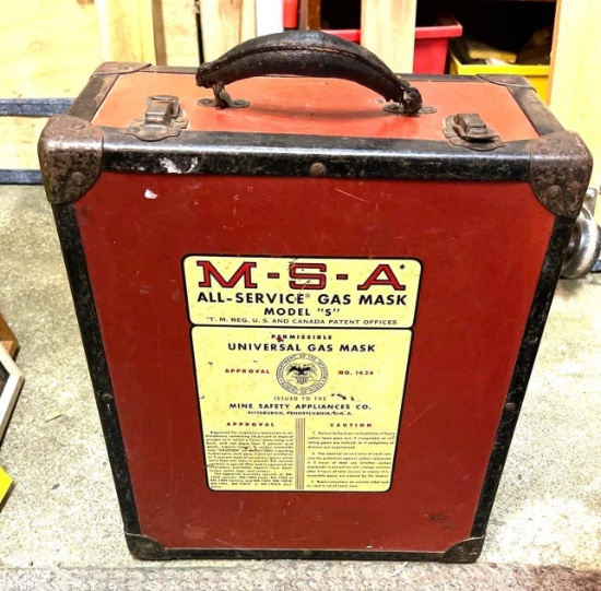 "MSA" Gas Mask Box "All Service Gas Mask" Model "S" - Box Only- In good Shape