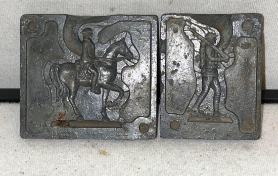 2 Molds for Lead toy Soldiers