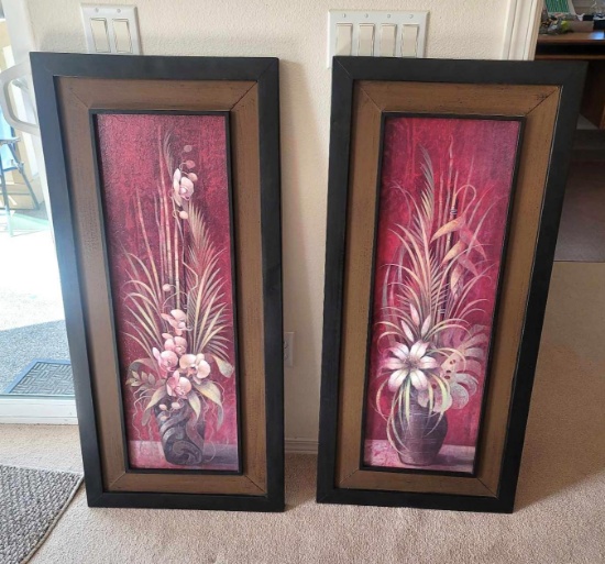 Pair of Flower Art with Metal Frame