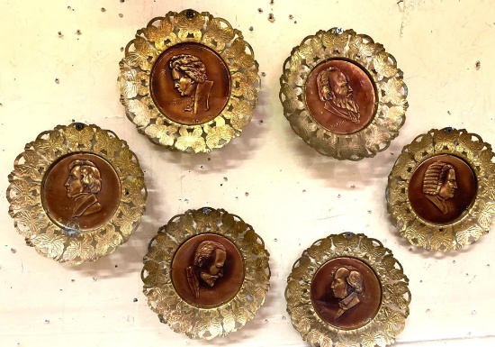 6 Vintage Metal Famous People Plaques