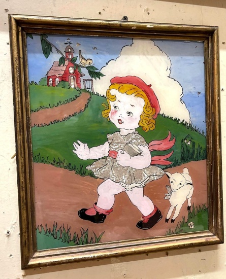 Antique Painting on Glass 13" x 10"