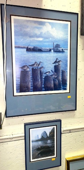 2 Framed Bird/ Ocean Art by Newbold