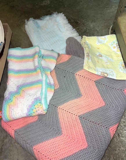 Lot of Vintage Baby Blankets