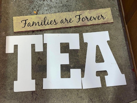 Family Sign and Wood Letters "T, E and A"
