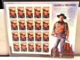 Full Sheet of John Wayne Mint US Postage Stamps- Very Collectible