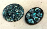 Pair of Mid Century Modern Abalone Coasters Encased in Plastic
